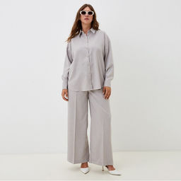 Блузка женская MIST plus-size, размер 52, серо-бежевая