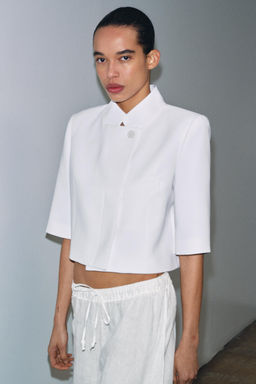 BLAZER CROPPED MANGA CORTA ZW COLLECTION / Crudo - Zara фото 2