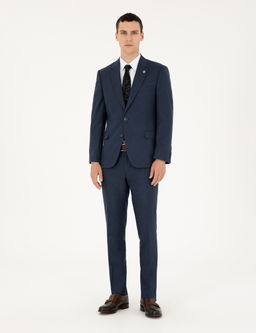 Lacivert Slim Fit Tak_m Elbise