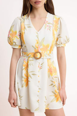 Cok Renkli Cicekli K?sa / Mini Dokuma Elbise TWOSS26EL00858 - Trendyolmilla фото 3