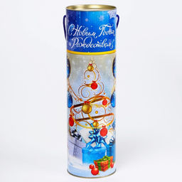 Подарочная новогодняя коробка - тубус «Синие шары», 99×340 мм