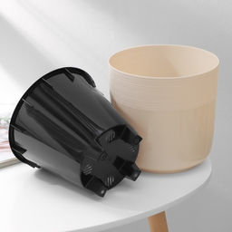 Кашпо для цветов со вставкой «Линель», 4.5 л, d=19 см, h=19 см, бежевое