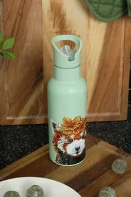 Термос, 500 мл, с трубочкой, сталь/пластик, зеленый, Панда, Marini Ferlazzo