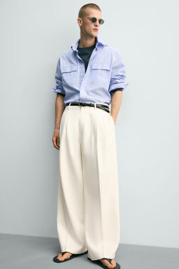 CAMISA RELAXED FIT BOLSILLOS / Celeste - Zara фото 5