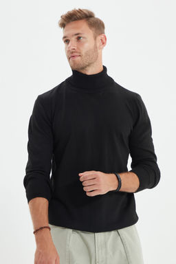 TRENDYOL MAN Siyah Slim Fit Dar Kesim Tam Bal?kc? Yaka Basic Kazak TMNAW21KZ0755 - Trendyolmilla фото 6