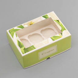 Цена за 5 шт. Коробка для 6 капкейков с окном, 8 марта, 25?17?10 см
