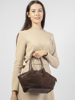 LACCOMA сумка Y2346F-темно коричневый натуральная замша, натуральная кожа полиэстер