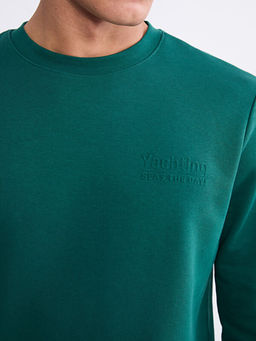 Bisiklet Yaka Bask?l? Erkek Sweatshirt