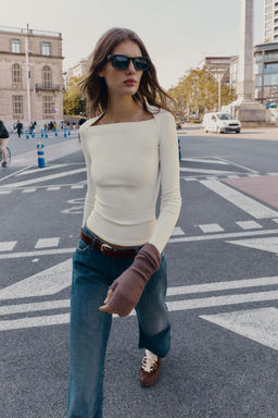 RIBBED LONG SLEEVE T-SHIRT - Zara фото 11