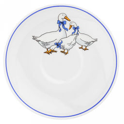 Чашка чайная фарфоровая Гуси 210мл, д8,5см, h6см, форма Янтарь, с блюдцем д14см, отводка краской (Россия) - Домашняя мода фото 5