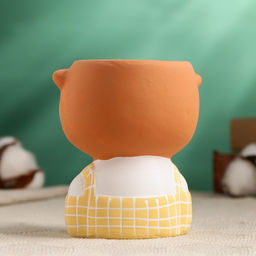 Горшок для цветов «Милая Лисичка в жёлтом комбинезоне» керамический, 330 мл, 6×11 см