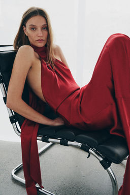 VESTIDO HALTER SATINADO ZW COLLECTION / Rojo - Zara фото 7