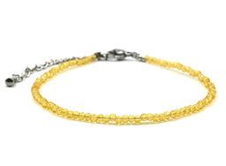 Браслет из граненых бусин мелких 2мм циркон цв.желтый, 17см