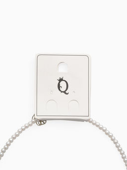 Чокер «Хрустальный бантик», жемчужные бусины, белый в серебре, 33 см + 5 см доп, цепочка