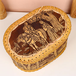 Хлебница-батонница с крышкой «Сказка», 26×17×15 см, береста