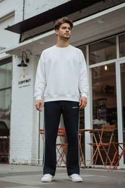Lacivert Straight Kesim Seritli Yaz? Nak?sl? Kal?n Esofman Alt? TMNAW26EA00001 - Trendyolmilla фото 4