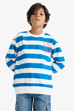 Bisiklet Yaka _izgili Sweatshirt Erkek _ocuk - Defacto фото 3
