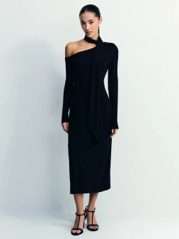 Платье миди из визкозы с шарфом / Zarina  фото 2