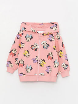 Kap??onlu Uzun Kollu Minnie Mouse Bask?l? K?z Bebek Fermuarl? Sweatshirt ve Tayt 2li - Waikiki фото 2