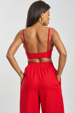 Топ льняной на регулируемых бретелях - Fly фото 9