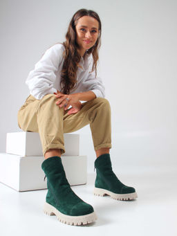 Ботинки EDART 233.1541 be. Зеленый замша/байка