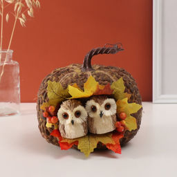 Фигурка «Две совушки в осенней тыкве», 20×20×20 см
