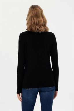 U. S. Polo Assn Женский черный базовый свитер с v-образным вырезом - U.s. polo assn фото 5