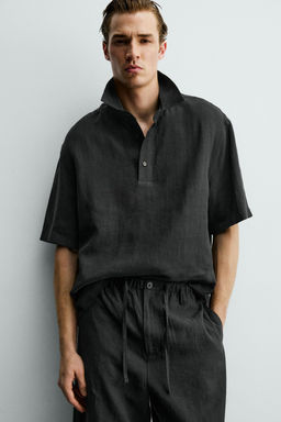 CAMISA POLO 100% LINO / Negro - Zara фото 6
