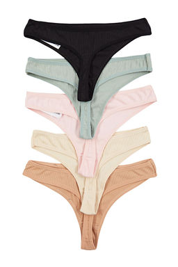 TRENDYOLMILLA Cok Renkli 5li Paket Fitilli Tanga Orme Kulot THMSS24KU00045  фото 8