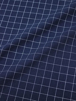 Вареный (стираный) хлопок Белая клетка (1.6*1.6см) на чернильном, ш.2.5м, хл-100%, 125гр/м.кв