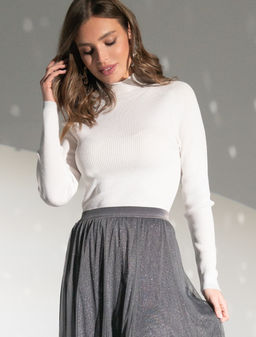 VILATTE / Свитер из вискозы в рубчик с мягким люрексом  фото 3