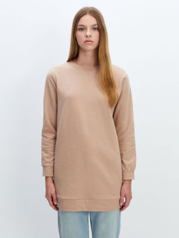 Bisiklet Yaka Kad?n Kal?n Sweatshirt Tunik