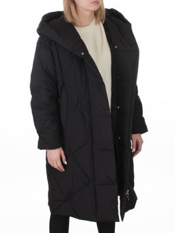 8870 BLACK Пальто зимнее женское оверсайз (200 гр. холлофайбер)