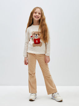 Bisiklet Yaka Desenli Uzun Kollu K?z ?ocuk Triko Kazak - Waikiki фото 2