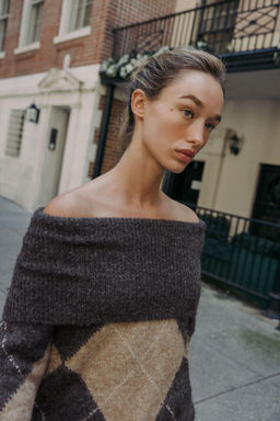 DIAMOND PATTERN STRAPLESS KNIT SWEATER - Zara фото 3