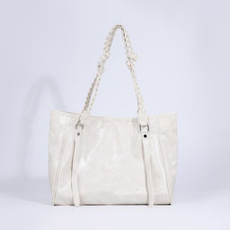 Сумка-шопер женская на молнии, размер 44×10×29 см, однотонная, белая