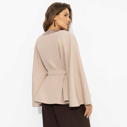 Жакет‑кейп на подкладе, Яркий эффект (пудра, с поясом) - Charutti фото 5