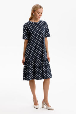 ЕВТ 5066/чернильный,мини цветы платье жен