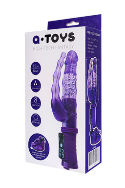 Анально-вагинальный вибратор TOYFA A-toys на присоске, фиолетовый, 22 см