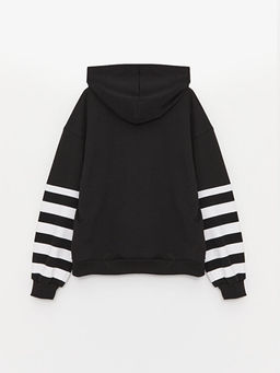 Bask?l? Uzun Kollu K?z ?ocuk Hoodie - Waikiki фото 2