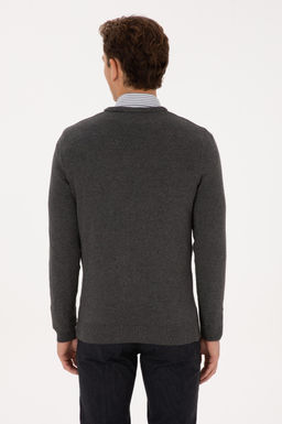 Erkek Slim Fit V Yaka Antrasit Melanj Basic Kazak - U.s. polo assn фото 5