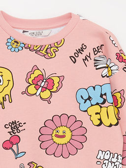 Bisiklet Yaka Bask?l? Uzun Kollu K?z ?ocuk Sweatshirt - Waikiki фото 2