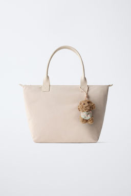 SHOPPER NYLON CHARM PERRITO / Blanco Crudo