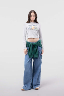 Приталенная футболка Cool Airwalk с круглым вырезом и длинными рукавами в рубчик - Defacto фото 3