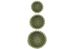 Набор 3 плетеных корзин, 1 корзинка 18*18*15 см, 1 корзинка 15*15*13см, 1 корзинка 12*12*10см, зелен