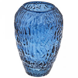 Ваза для цветов стеклянная "Линда" 1,7л, д14см, h20см, текстурная, малая, "Скандик", черничный (Россия)