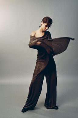 METALLIC THREAD PALAZZO TROUSERS - Zara фото 9