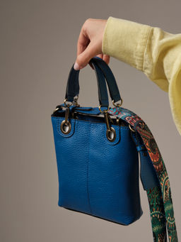 Сумка кожаная кросс-боди Deboro 30347 синяя гуашь