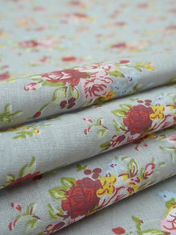 Поплин Букеты роз на сером, СОРТ2, ш.1.5м, хлопок-100%, 90гр/м.кв - Купава фото 4