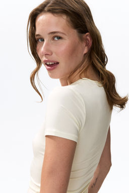 Camiseta de corte ajustado en punto el?stico - H&m фото 6